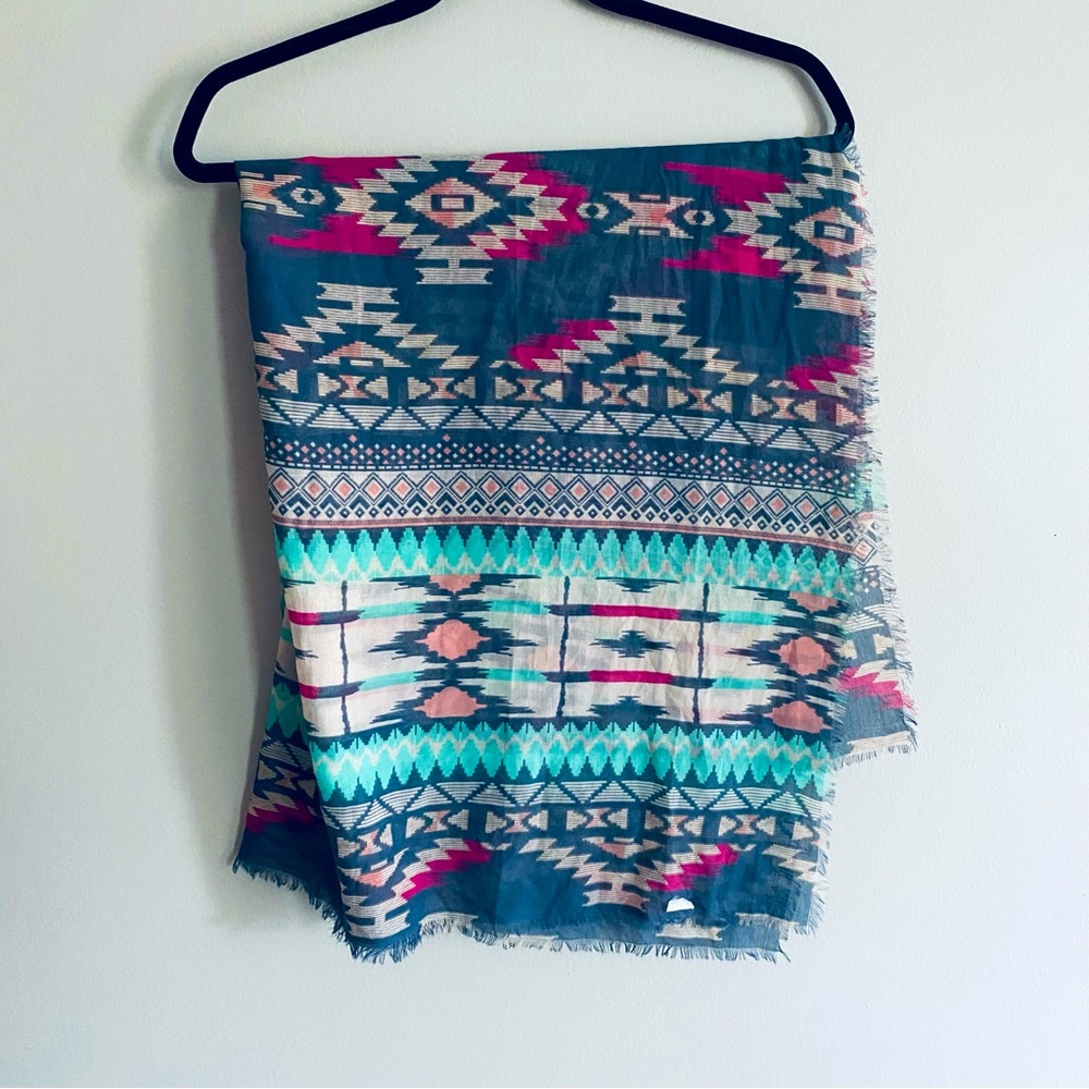Multi Color Aztec Print Scarf Accessory 40 inch by 40 inch